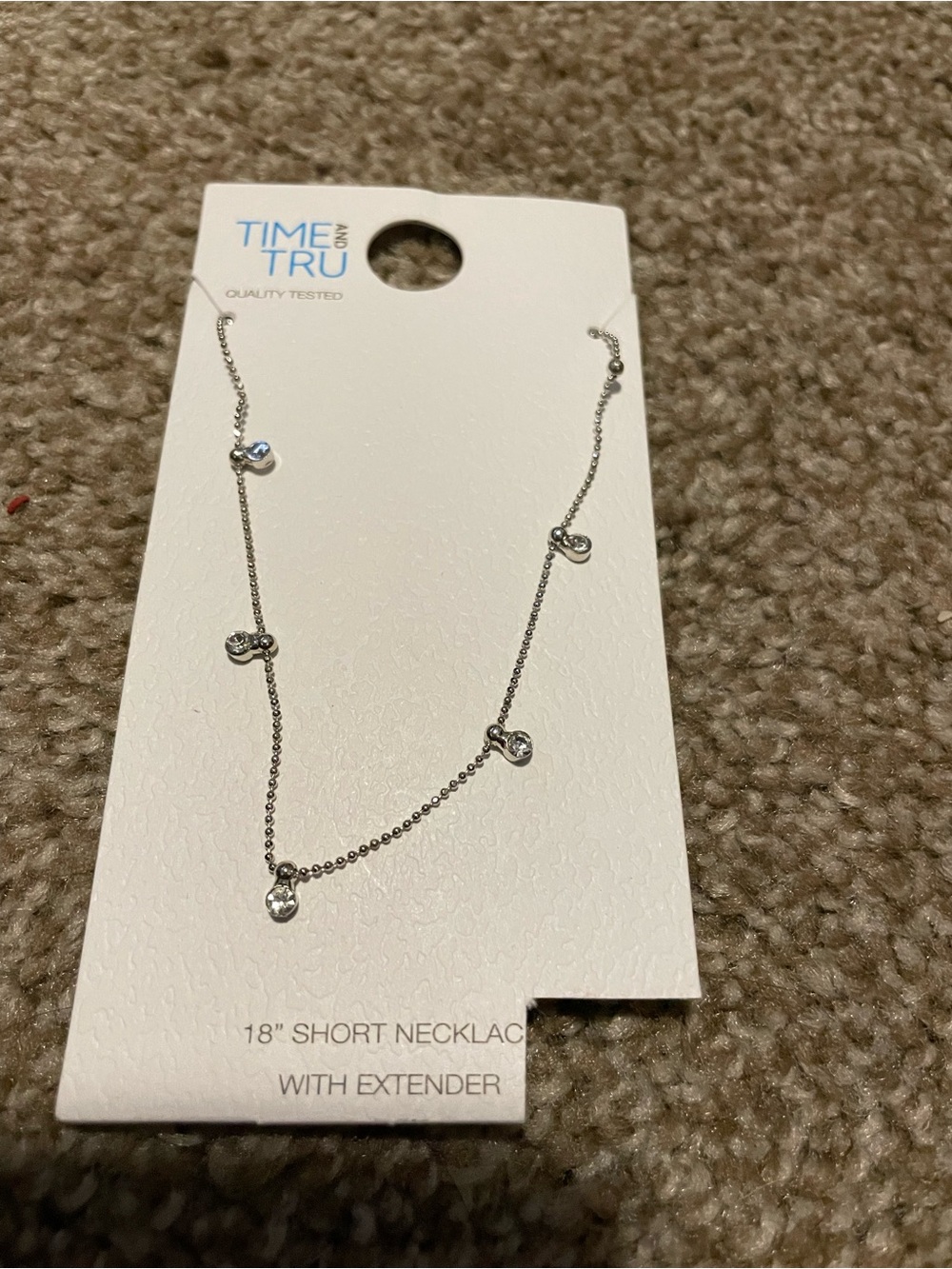 Time and Tru Silver Heart Station Necklace - Silver